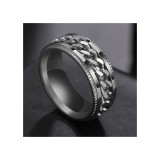 AZIZ Ezüst színű láncos nemesacél karikagyűrű,12