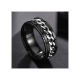 AZIZ Fekete láncos nemesacél karikagyűrű, 7