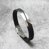 AZIZ Fekete szilikon és nemesacél karkötő