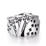 AZIZ Kártya motívumos Royal Flush nemesacél férfi gyűrű, állítható