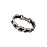 AZIZ Látványos nemesacél és szilikon karkötő, ezüst-fekete