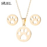 AZIZ Nemesacél áttört tappancs medál és fülbevaló szett, arany színű