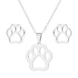 AZIZ Nemesacél áttört tappancs medál és fülbevaló szett, ezüst színű