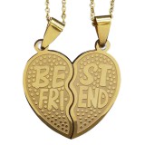 AZIZ Nemesacél 'Best friends' kettős medál nyaklánccal, arany színű - prémium, ajándékdobozzal