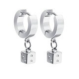 AZIZ Nemesacél dobókocka karika fülbevaló, ezüst színű