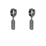 AZIZ Nemesacél karika és penge fülbevaló, fekete színű