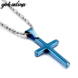 AZIZ Nemesacél kereszt medál nyaklánccal, kék