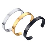 AZIZ Nemesacél nyitott karperec, fekete, átmérő 6,4 cm