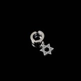 AZIZ Nemesacél punk rock karika fülbevaló csillag motívummal, ezüst színű - 1 db