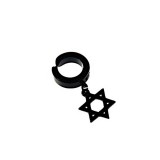 AZIZ Nemesacél punk rock karika fülbevaló csillag motívummal, fekete színű - 1 db