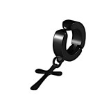 AZIZ Nemesacél punk rock karika fülbevaló kereszt motívummal, fekete színű - 1 db