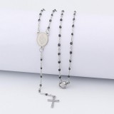 AZIZ Nemesacél rüzsafüzér kereszttel, ezüst-fekete