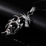 AZIZ Nemesacél sárkányos medál bőr nyaklánccal