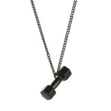 AZIZ Nemesacél súlyzó medál nyaklánccal, fekete színű