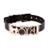 AZIZ Pandora Reflexions stílusú nemesacél női karkötő, fekete