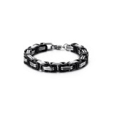 AZIZ Prémium nemesacél bizánci stílusú férfi karkötő, ezüst-fekete színű, 24 cm - dobozban
