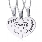 AZIZ Puzzle szív 'Best friends - Örökké barátok' 3 db medál és lánc, prémium