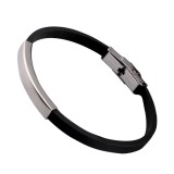 AZIZ Vékony szilikon és nemesacél karkötő - gravírozható