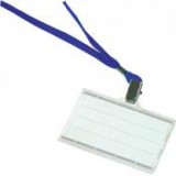 Azonosítókártya tartó, kék nyakba akasztóval, 85x50 mm, műanyag, DONAU [50 db]