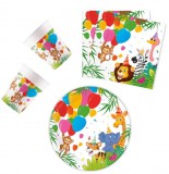Aztadejo Jungle Balloons, Dzsungel party szett 36 db-os 20 cm-es tányérral