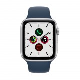 Apple Watch SE (v2) GPS 44mm ezüstszínű alumíniumtok, mély indigókék sportszíj (MKQ43HC/A) (MKQ43HC/A) - Okosóra