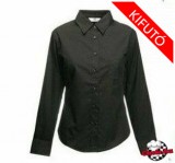 B&C.hu Női hosszú ujjú blúz - Fruit of The Loom, poplin, fekete