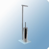 B&K WC-papír tartóval kombinált WC-kefe tartó álló rozsdamentes acél