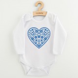 Baba body nyomtatással New Baby Népi minta kék szív