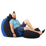Babszem bútorház Fekete - Kék ALL IN Bicolor XXL Babzsákfotel Garnitúra