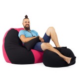 Babszem bútorház Fekete - Magenta ALL IN Bicolor XXL Babzsákfotel Garnitúra