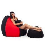 Babszem bútorház Fekete - Piros ALL IN Bicolor XXL Babzsákfotel Garnitúra