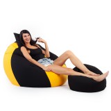 Babszem bútorház Fekete - Sárga ALL IN Bicolor XXL Babzsákfotel Garnitúra