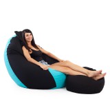 Babszem bútorház Fekete - Türkiz ALL IN Bicolor XXL Babzsákfotel Garnitúra