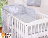 BabyLion Prémium 3 részes ágyneműhuzat szett - HH - Szürke alapon fehér pöttyök