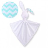 BabyLion Prémium nyuszis szundikendő - Menta - Fehér cikk-cakk