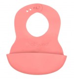 BABYONO Puha műanyag előke zsebbel BPA mentes coral 6hó+