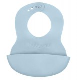 BABYONO Puha műanyag előke zsebbel, BPA mentes halványkék 6hó+