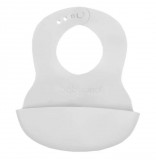 BABYONO Puha műanyag előke zsebbel, BPA mentes világosszürke 6hó+