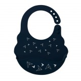 BABYONO Szilikon előke rögzítéssel sötétkék