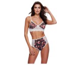 Baci - virágos, csipkés melltartó szett, magas derékkal