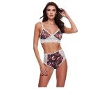 Baci - virágos, csipkés melltartó szett, magas derékkal