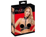 Bad Kitty - bőrhatású testhám D-gyűrűkkel (fekete)