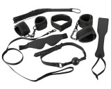 Bad Kitty - műbőr, tépőzáras kötöző szett (8 részes) - fekete