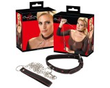 Bad Kitty - szíves nyakörv és fém póráz (fekete)