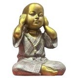 Baking & Pet Kft Aranyszínű Fülbefogó Bölcsesség Szobor,Kis Buddha - 23cm