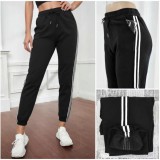 Baking & Pet Kft Csíkos szabadidő sport nadrág polár belsővel,passzés - fekete