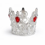 Baking & Pet Kft Ezüst Mini Tiara Torta Dísz – Piros Kövekkel