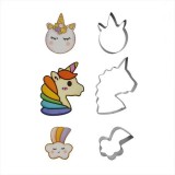 Baking & Pet Kft Fém sütemény kiszúró szett- Unikornis és szivárvány 3 db
