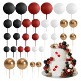 Baking & Pet Kft Gömb Tortadísz beszúró szett, 36db-os, Arany-Fehér-Piros-Fekete