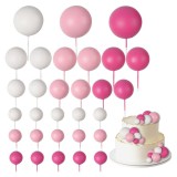 Baking & Pet Kft Gömb Tortadísz beszúró szett, 36db-os, Rózsaszín, halványpiros, fehér